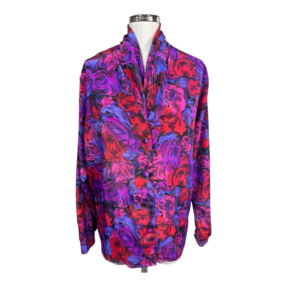 Vintage Impressions of California Bold Floral Drape Blouse Romantic Whimsigoth 8